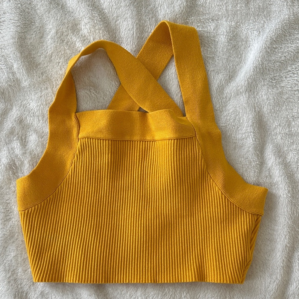 House of Harlow 1960 Yellow Ribbed Crop Top